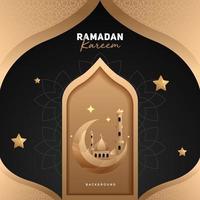 Ramadã bandeira Projeto com ouro crescente lua e mesquita com dourado colori vetor ilustração