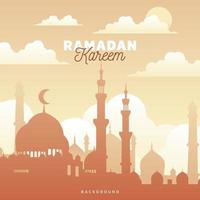 Ramadã kareem cumprimento cartão fundo com mesquita e Castanho fundo vetor