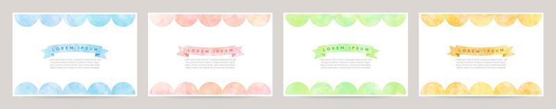 vetor cartão Projeto modelo com semicírculo aguarela decoração em branco fundo definir. azul, rosa, verde, laranja