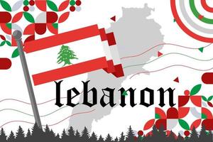 Líbano bandeira e mapa com elevado punhos. nacional ou independência dia Projeto para libanês pessoas. moderno vermelho verde branco tradicional abstrato fundo. Líbano vetor ilustração