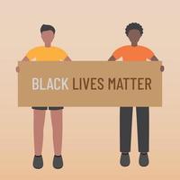 questões da vida negra impedem o racismo de homens dois segurando cartazes vetor