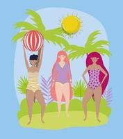 Olá mulheres design de férias de verão vetor