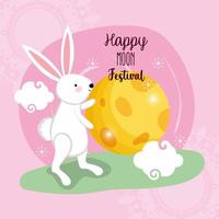 imagem de coelho feliz festival de lua vetor