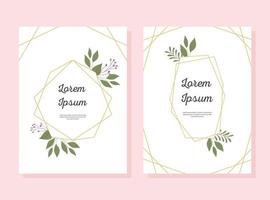 cartão de convite de casamento com moldura decorativa e elementos florais vetor