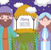 feliz natal e natividade com mary e joseph vetor