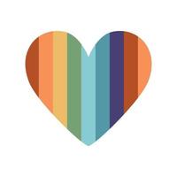 ilustração em vetor plana boho hippie. coração de orgulho de arco-íris retrô desenhado à mão