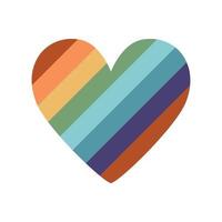 ilustração em vetor plana boho hippie. coração de orgulho de arco-íris retrô desenhado à mão