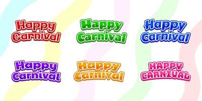 colorida feliz carnaval texto efeito modelo vetor