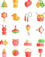 conjunto de ícones de brinquedos para crianças, ilustração, vetor no fundo branco