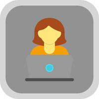 mulher usando design de ícone de vetor de laptop
