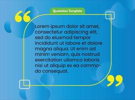colorida azul e amarelo cotação modelo e citar cartão com discurso caixa vetor