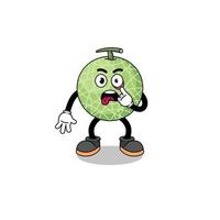 personagem ilustração do Melão fruta com língua degola Fora vetor