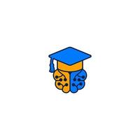 educacional e institucional logotipo Projeto. solteiro chapéu combinação cérebro logotipo. vetor