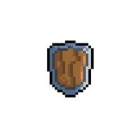 de madeira escudo dentro pixel arte estilo vetor