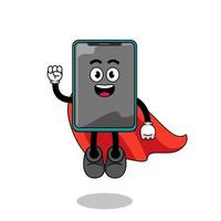 Smartphone desenho animado com vôo Super heroi vetor