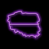 Polônia país mapa bandeira néon brilho ícone ilustração vetor