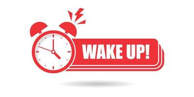 despertar acima ícone dentro plano estilo. Boa manhã vetor ilustração em isolado fundo. alarme relógio toque e manhãs acorda placa o negócio conceito.