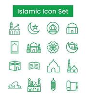 islâmico ícones conjunto linha arte vetor, Ramadã kareem elementos, eid Mubarak Projeto elementos, muçulmano oração, mesquita vetor