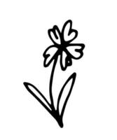 linda flor de coração. esboço simples do doodle do vetor isolado. design para decoração de férias, têxteis, adesivos, jogos, cartões, livros.