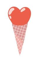 waffle cone coração gelo creme. vetor estoque ilustração. desenho animado estilo gelo creme isolado.