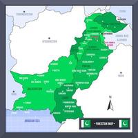 Paquistão país mapa e bandeira vetor