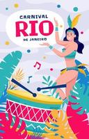 carnaval do rio de janeiro com dançarina brasileira vetor