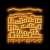 bandiagara cidade néon brilho ícone ilustração vetor
