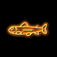 fritar salmão néon brilho ícone ilustração vetor