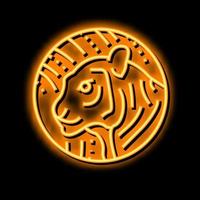 tigre chinês horóscopo animal néon brilho ícone ilustração vetor