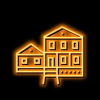 casa de fazenda construção néon brilho ícone ilustração vetor