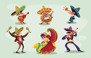 conceito de personagens mexicanos cinco de mayo vetor