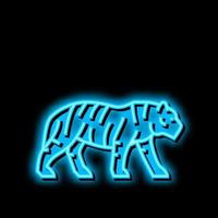 tigre animal dentro jardim zoológico néon brilho ícone ilustração vetor