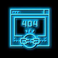 quebrado ligação 404 erro néon brilho ícone ilustração vetor