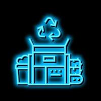 ilustração de ícone de brilho neon de reciclagem de resíduos vetor