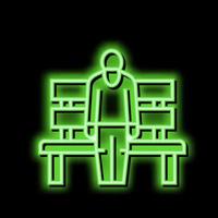 idosos homem sentado em Banco néon brilho ícone ilustração vetor