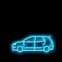 hatchback carro néon brilho ícone ilustração vetor