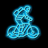 montanha equitação bicicleta néon brilho ícone ilustração vetor