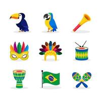 ícones da coleção carnaval carioca vetor