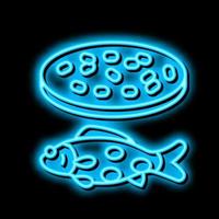 estreptococo iniae peixe néon brilho ícone ilustração vetor