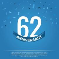 62º aniversário celebração vetor Projeto com branco cor números e branco cor Fonte em azul cor fundo abstrato
