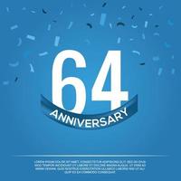 64º aniversário celebração vetor Projeto com branco cor números e branco cor Fonte em azul cor fundo abstrato