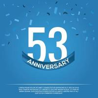 53º aniversário celebração vetor Projeto com branco cor números e branco cor Fonte em azul cor fundo abstrato