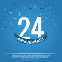 24 aniversário celebração vetor Projeto com branco cor números e branco cor Fonte em azul cor fundo abstrato