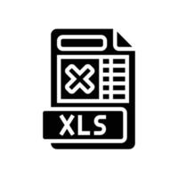 xls Arquivo formato documento glifo ícone vetor ilustração