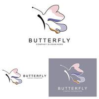 design de logotipo de borboleta, lindo animal voador, ilustração de ícone de marca da empresa, serigrafia, salão vetor