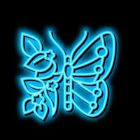 borboleta boho néon brilho ícone ilustração vetor