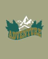 design de modelo de camiseta de aventura. vetor