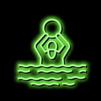 natação exercício para idosos pessoas néon brilho ícone ilustração vetor