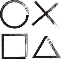 uma conjunto do ícones desenhado com uma círculo, uma bode, uma quadrado, e uma triângulo escovar. vetor