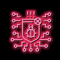 computador proteção programa antivírus néon brilho ícone ilustração vetor